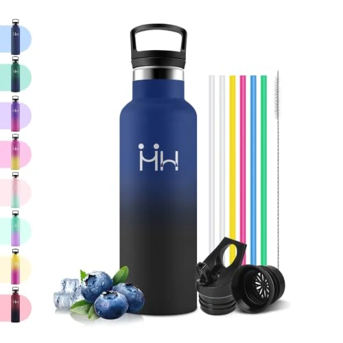 Offerta a tempo: Motswedi Borraccia Termica 500 ml, con Cannuccia, Borracce Termiche, Acciaio Inox, 12h di Bevanda Calda e 24h di Bevanda Fredda, Bottiglia Termica, per Scuola, Sport, Palestra, Blu scuro & Nero - 0.00% da 10.99 € a 10.99 €