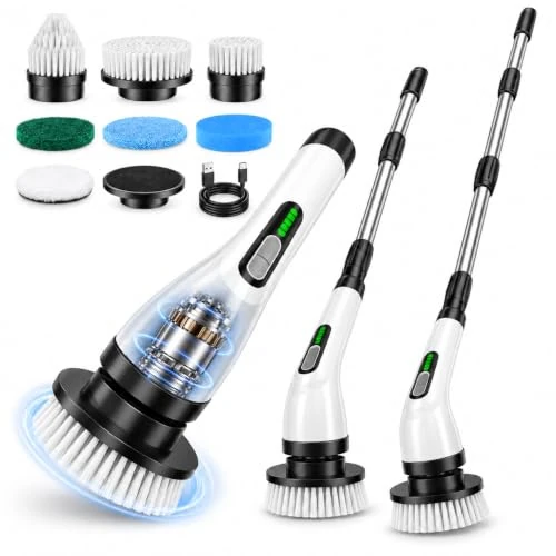 Offre limitée : FYDEE Brosse de Nettoyage Électrique, 3000mAh, 7 Têtes, IPX7, Salle de Bain | Brosse Rotative sans Fil avec Autonomie 100 Min, Inox 25-127 cm, 2 Vitesses 380/300 RPM, USB-C, pour Cuisine, Sols & Maison de 59.97 € à 33.22 € (45% de remise)