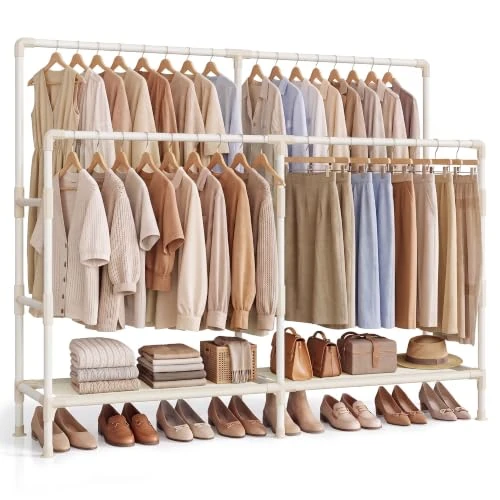 Offre limitée : SONGMICS Portant à Vêtement, Penderie Ouverte avec 4 Barres et 2 Étagères, Porte-Manteau sur Pied en Métal, Charge 100 kg, pour Chambre, Entrée, 163 x 45 x 156 cm, Blanc, Collection RYLAN RDR021W101 de 31.99 € à 31.99 € (0.00% de remise)