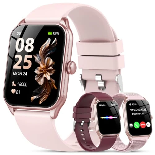 Zeitlich begrenztes Angebot: IKT Smartwatch Damen Herren, 1.83" HD Smart Watch, 120+ Modi, Fitness Tracker mit Bluetooth Telefonie, IP68 Schrittzähler Uhr mit bis zu 30 Tage Standby für iOS und Android, 3 Armbänder, Rosa von 35.99 € auf 28.49 € (21% Rabat
