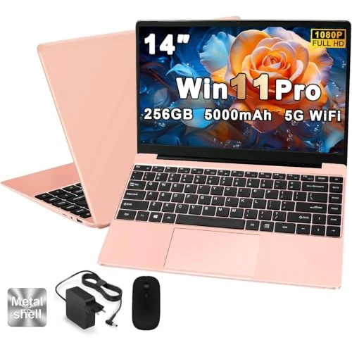 Offerta a tempo: NOTODD 2026 PC Portatile 14 Pollici 256GB 1080P 2.4G+5G Win 11 - Oro rosa - 67% da 699.99 € a 229.99 €