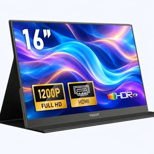 Offerta a tempo: Yodoit Monitor Portatile 16", IPS FHD 1920x1200 16:10 Display, USB-C & HDMI, Secondo Schermo Sottile e Leggero con Altoparlanti e Cover Magnetica per Laptop, PC, Mac, PS, Xbox, Switch e TV - 5% da 94.99 € a 90.24 €