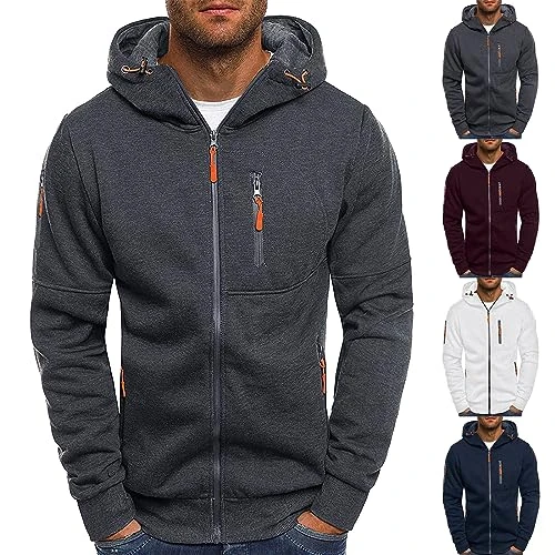 Offerta a tempo: Generico Felpa Uomo con Cappuccio, Zip Felpe Leggera E Funzionale Giacca Larghi con Tasche E Polsini Elastici Felpa da Lavoro Maniche Lunghe Felpe Sportiva vestibilità Comoda per Autunno E Inverno - 0.00% da 15.99 € a 15.99 €