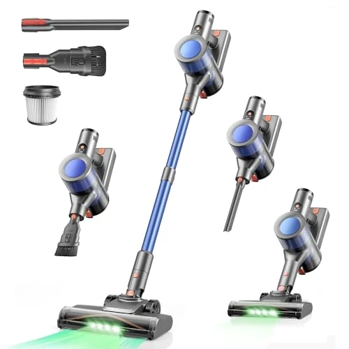 Offerta a tempo: Dzaki Aspirapolvere Senza Fili, 45KPa 50Mins Scopa Elettrica Senza Fili con Autoportante, Display LED intelligente,Leggero aspirapolvere ricaricabile antigroviglio,Potente per Pavimenti (Blu) - 70% da 333.30 € a 99.99 €