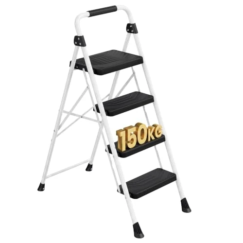 Offerta a tempo: SONGMICS Scaletta Pieghevole a 4 Gradini, Acciaio, 150 kg - 0.00% da 37.99 € a 37.99 €