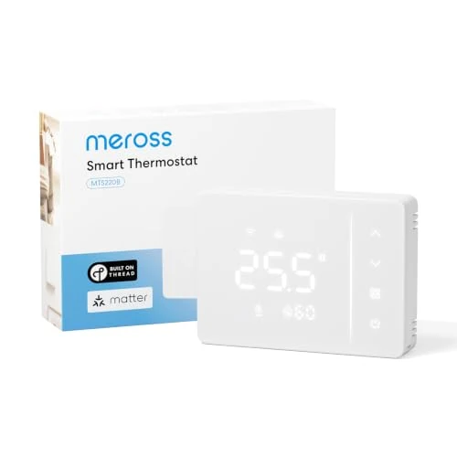 Offre limitée : Meross Thermostat Connecté Chaudiere à 2 fils avec piles,Matter over Thread | Avec Home Assistant/Alexa/Homekit, Programmation, Détection de fenêtre Ouverte, Sans Abonnement, Température/Humidité, Blanc de 129.99 € à 129.99 € (0.00% de rem