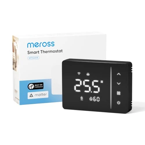 Offerta a tempo: Meross Termostato Caldaia, Batteria 503, Termostato WiFi Matter over Thread | Home Assistant/ HomeKit/ Alexa, Programmazione, Rilevamento Finestra Aperta, Nessun Abbonamento, Temperatura/Umidità, Nero - 18% da 129.99 € a 105.99 €