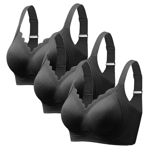 Offerta a tempo: Generico Confezione 3 Pezzi Reggiseno Donna Senza Ferretto Super Push Up Sostegno Forte Posturale, Spalline Regolabili Senza Cuciture Morbido Traspirante Sportivo per Grandi Seni E Taglie Forti - 0.00% da 19.98 € a 19.98 €
