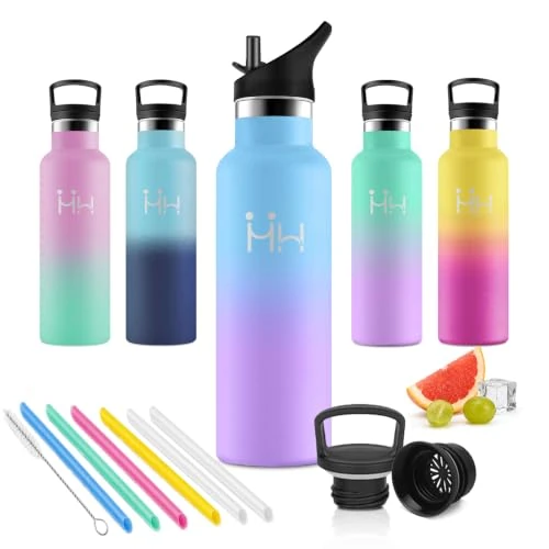 Offerta a tempo: Borraccia 500ml, Borraccia Termica con Cannuccia, a Prova di Perdite, Senza BPA, Doppia Parete Isolata, Riutilizzabile, Bottiglia Acqua per Scuola, Ufficio, Campeggio - 15% da 12.99 € a 10.99 €