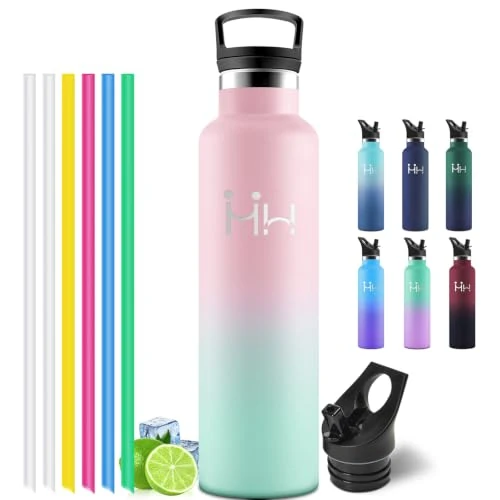 Offre limitée : Motswedi Gourde Isotherme 1l, Acier Inoxydable, Bouteille Isotherme, Gourde Inox avec 6 pailles, pour L'eau Froide e Chaude, Bouteille d'eau 1l, Pour Voyage, Sports, Rose Clair & Vert Clair de 13.99 € à 12.99 € (7% de remise)