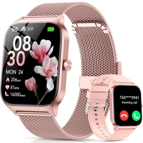 Oferta limitada: Reloj Inteligente Mujer con Llamadas Bluetooth Asistente IA, Whatsapp Notificaciones,1.85"Smartwatch Mujer con SpO2/Pulsómetro/Estrés/Monitor de Sueño,120+Modos Deportes para iPhone Android,2 Correas de 129.99 € a 35.99 € (ahorro 72%)