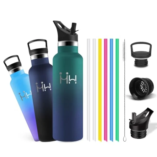 Zeitlich begrenztes Angebot: Trinkflasche Edelstahl, Trinkflasche 500ml, Thermosflasche mit 6 Strohhalme von 12.99 € auf 12.99 € (0.00% Rabatt)