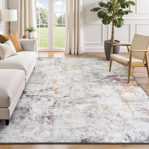 Offerta a tempo: Terven tappeto salotto antiscivolo lavabile moderno, 240x300 cm, Marrone | morbido con pelo corto, pieghevole, spesso antigraffio, grande tappeto astratto da interno, per cucina, camera, antimacchia - 5% da 111.99 € a 106.39 €