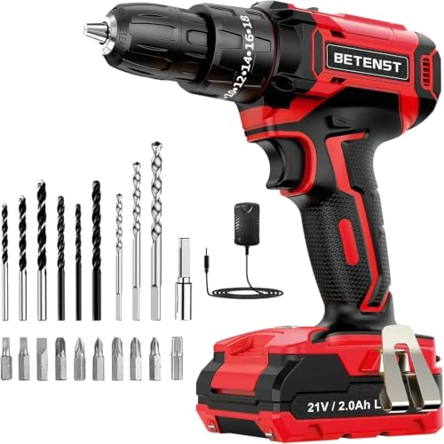 Offerta a tempo: BETENST Avvitatore a Batteria 21V, Trapano Avvitatore Batterie 2000mAh, Trapano a Batteria 18+1 Coppia, 2 Velocità, Cacciavite Elettrico LED per Fai da te - 20% da 49.99 € a 39.99 €