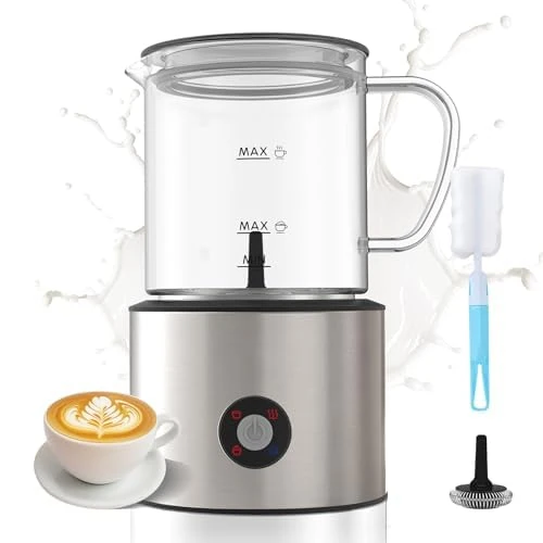 Offerta a tempo: Montalatte Elettrico 4 in 1, Montalatte Induzione 500ML Freddo e Caldo con Vetro Visibile Graduazione, Automatici, Silenziosa, Lavastoviglie per Cappuccino, Caffè, Latte (Argento) - 5% da 55.49 € a 52.72 €