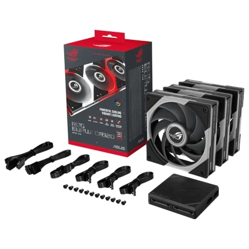 Tijdelijke aanbieding: ROG Eurux GR120 ARGB Black Edition - Pack van 3 PWM-ventilatoren 120 mm, 2600 rpm, gepatenteerd Daisy-Chain-design, exclusieve ARGB-effecten en personalisatie, ventilatorhub inbegrepen van 99.90 € naar 99.90 € (0.00% korting)