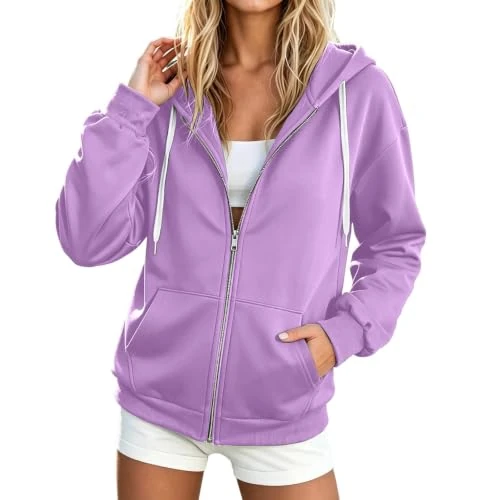 Offerta a tempo: Lvnsdknerse 2026 Felpa Donna con Zip e Cappuccio Giacca da Donna Zip Up Felpe Sportiva Leggero Hoodie Cotone Manica Lunga Sweatshirt Aperto con Tasche e Cerniera Felpe Casual Primavera Autunno - 0.00% da 7.99 € a 7.99 €