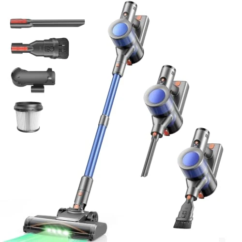 Offerta a tempo: Dzaki Aspirapolvere Senza Fili 50KPa/55Min, Scopa Elettrica con Luce LED Verde, Spazzola Antigroviglio, Display LED, Autoportante, HEPA 5 Stadi, 2,7kg per Pavimenti/Tappeti/Peli Animali - 70% da 333.30 € a 99.99 €