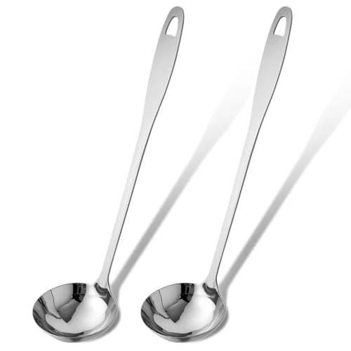 Offerta a tempo: VINATO Set di 2 Mestolo in Acciaio Inossidabile, Cucchiaio da Cucina 30,5cm | Acero 304, antioxidante, ergonómico, resistente calor, ojal, lavavajillas – ideal para sopas & salsas. - 0.00% da 11.99 € a 11.99 €