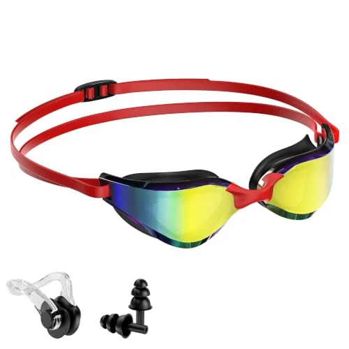 Offre limitée : Seaflar Lunettes Natation PolariséEs, Avec Pince Nasale Bouchons D'Oreilles | Protection UV402, AntibuéE, Bandeau En Silicone RéGlable, Lunette Piscine Adultes Et Adolescents - Rouge de 20.99 € à 16.99 € (19% de remise)