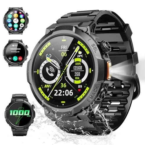 Zeitlich begrenztes Angebot: Soudorv Smartwatch Herren, 1000mAh Smart Watch mit Telefonfunktion, Militär von 99.99 € auf 34.99 € (65% Rabatt)