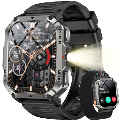 Zeitlich begrenztes Angebot: Blackview Smartwatch für Herren, intelligente Fitnessuhr mit Bluetooth-Anrufen, 2,01 Zoll (2,01 Zoll) Militär Smart Watch Tracker 100+ Sportmodus/Herzfrequenzmesser/SpO2/Taschenlampe/Kompass für von 200.82 € auf 200.82 € (0.00