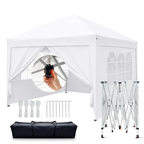 Offre limitée : RidgeRover 3x3 Tonnelle Pliante, Étanche Barnum, Tente Pliante avec 4 Parois Latérales, Stable, Résistante à l’Hiver, Hauteur Réglable – Parfaite pour Jardin, Camping, Blanc de 119.99 € à 119.99 € (0.00% de remise)
