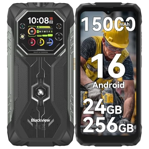 Oferta limitada: Blackview Android 16 Outdoor Handy für Baustelle & Camping, 15000mAh Dual-Screen Smartphone Ohne Vertrag, 20MP Nachtsicht, IP69K Wasserdicht, 24GB+256GB, Gemini AI/NFC/3 años de garantía de 299.99 € a 299.99 € (ahorro 0.00%)