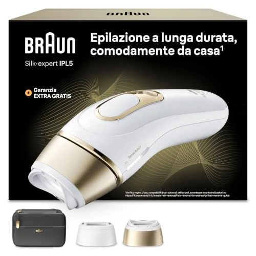 Oferta limitada: Braun Depiladora Luz Pulsada Silk·expert Pro 5, PL5230, Blanco/Oro | IPL, Depilación Láser en Casa para Mujer y Hombre, Eliminación del Vello, Depiladora Laser con 2 Cabezales Y Neceser Negro de 559.99 € a 349.00 € (ahorro 38%)