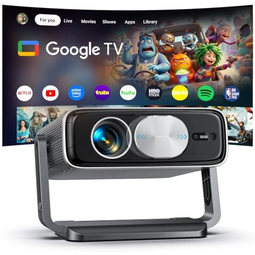 Offerta a tempo: Proiettore 4K【Google TV,3000ANSI,360°Rotazione】Autofocus e Correzione Trapezoidale 6D, Wi‑Fi 6 e Bluetooth 5.2, Proiettore Portatile con Controllo Vocale, Home Theater, Proiezione a Soffitto - 20% da 259.99 € a 207.57 €