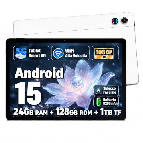 Offerta a tempo: Tablet Android da 11 Pollici, Octa-Core, 24GB(4+20) RAM+128GB Memoria, Batteria 8200mAh, Widevine L1, Espandibile fino a 1TB, Doppia Fotocamera, Android Tablet per Studio, Lavoro e Intrattenimento - 36% da 139.99 € a 89.99 €