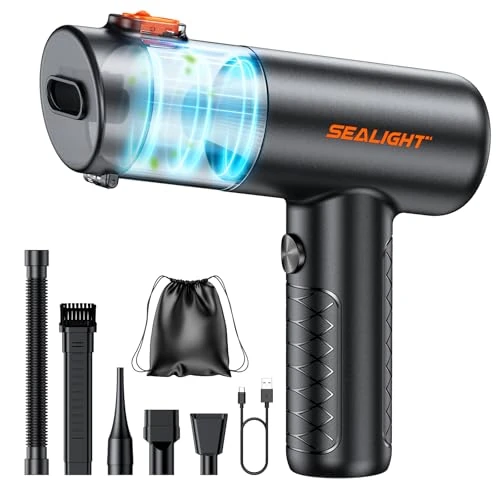 Oferta limitada: SEALIGHT Aspirador de Mano, 32000Pa Aspiradora sin Cable Coche 4 en 1, Aspiradoras de Mano con Motor sin Escobillas, aciado Automático de un Toque, para Coche Uso en la Oficina/la Cocina de 59.99 € a 38.99 € (ahorro 35%)