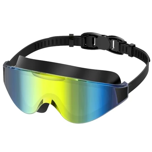 Offre limitée : Ambienden Lunettes Natation Adultes Grand Cadre Miroir Anti-Buée | Verres miroir HD, Vision 180°, Joint silicone 3D, Protection UV, Sangle réglable, Piscine & extérieur de 17.19 € à 17.19 € (0.00% de remise)