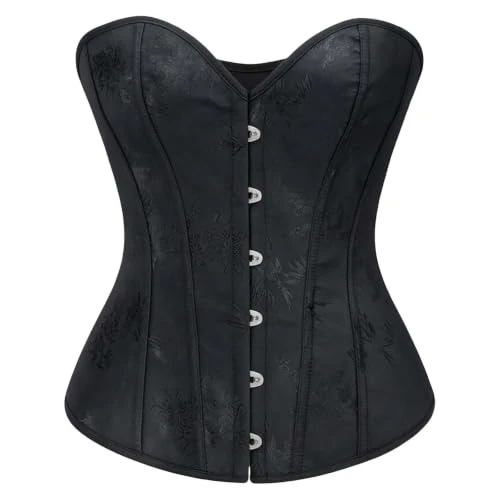 Offerta a tempo: HofeUodo Bustino Donna, Corsetto Nero Donna, Corpetto Top Corsetti Elegante Sexy Corset Bustino In Pizzo Stringivita Gotica Vestito Steampunk Pirata Per Halloween, Carnevale, Cosplay E Feste - 0.00% da 6.98 € a 6.98 €