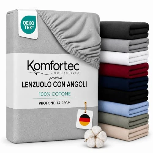 Zeitlich begrenztes Angebot: Komfortec Spannbettlaken Jersey 100% Baumwolle 160x200 bis 25 cm - Grau von 16.99 € auf 14.49 € (15% Rabatt)
