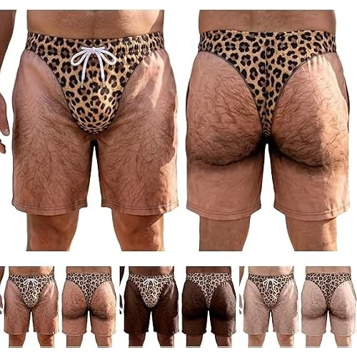 Offerta a tempo: Generico Costume da Bagno Uomo Divertente: Costume da Bagno Ironico Cheeky Commando per Scherzi | Pantaloncini da Mare con Grafica Divertente Effetto Gambe Pelose - 0.00% da 9.98 € a 9.98 €