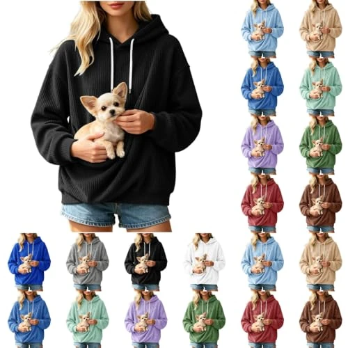 Zeitlich begrenztes Angebot: HofeUodo Cord Pullover Damen, Kapuzenpullover Pullover Hunde Katze Damen - Hoodie Sweatshirt Langarm Mit Kapuze Oversize Hoody Damenpullover Bequemer Kuschel Streetwear Casual Herbst Winter von 5.99 € auf 5.99 € (0.00% Rabatt)