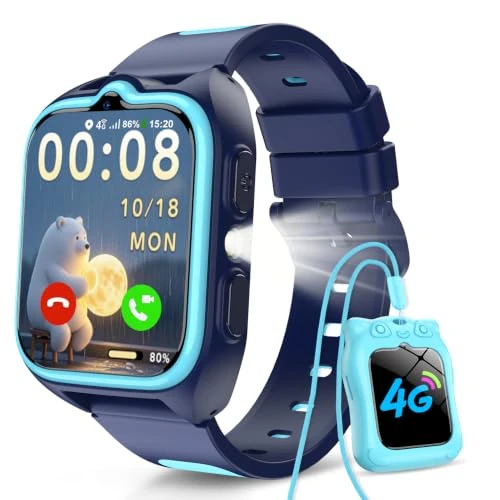 Offerta a tempo: Smartwatch Bambini, 4G Smartwatch con Videochiamate, Chat Vocale, 1.75" Orologio Intelligente Bambini con GPS, Chiamate, SOS, Modalità Scuola, Sveglia, Pedometro, Giochipuzzle 800mAh Batteria - 50% da 119.99 € a 59.99 €