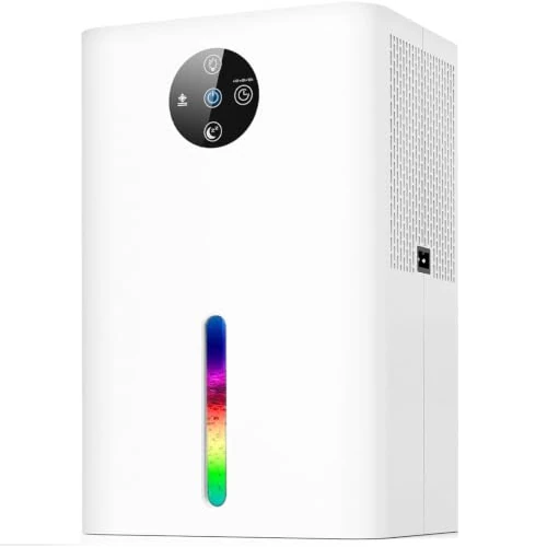 Offerta a tempo: Deumidificatore Casa Elettrico Anti Muffa, Timer e Autospegnimento timer regolabile e luce a 7 colori, è perfetto per ambienti come bagno, camera o armadio (Blanc Air) - 20% da 99.99 € a 79.99 €