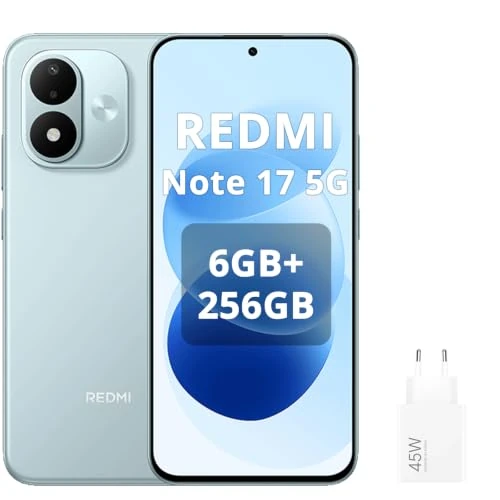 Offerta a tempo: XIAOMI Redmi Note 17 5G–Smartphone 6+256GB,6,99" FHD+ AMOLED 120Hz,Batteria 7700mAh Ricarica 45W,Fotocamera 50MP, Snapdragon 4 Gen 4,IP65, HyperOS con AI,Blu,Con caricatore da 45W - 5% da 292.90 € a 278.26 €