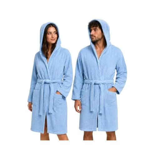 Offerta a tempo: GX GARGIX Accappatoio Uomo Donna in Spugna di Cotone con Cappuccio – Morbido, Assorbente e Confortevole (IT, Testo, L, Regular, Regular, GX/SPU-AZZURRO) - 26% da 18.99 € a 13.99 €