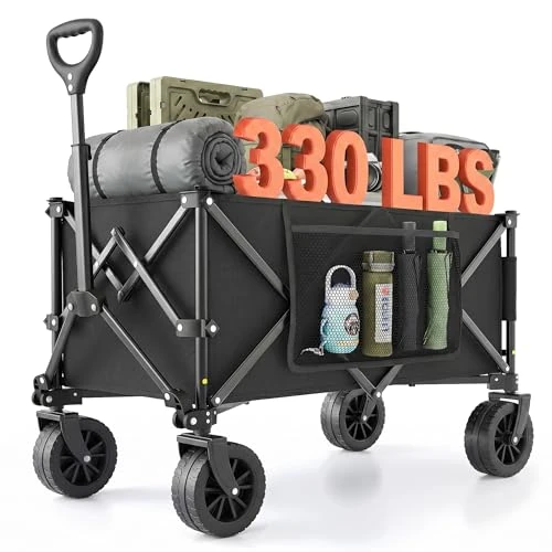 Offerta a tempo: Morpilot Carrello Pieghevole 100-220 L, Carrello da Campeggio con Ruote All-Terrain, Portata 150 kg, Carrello con Ruote Portatutto per Giardino, Shopping, Sport, Picnic e Attività all'Aperto, Nero - 0.00% da 72.99 € a 72.99 €