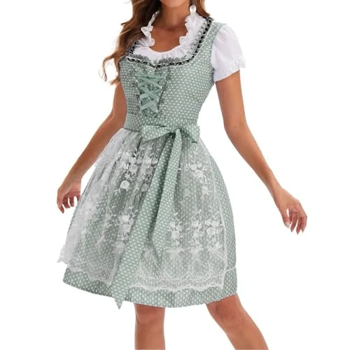 Offerta a tempo: Sobzia Dirndl Donna Oktoberfest Bavarese Vestito Cerimonia Tradizionale Festival Costumi Tradizionali Elegante Abito Costume per Oktoberfest, Feste della Birra, Occasioni Speciali, Spettacoli Verde L - 0.00% da 39.98 € a 39.98 €