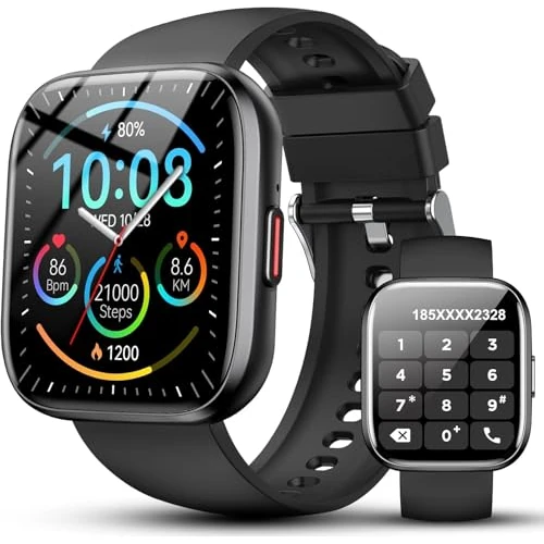 Zeitlich begrenztes Angebot: Ddidbi Smartwatch Damen Herren, Fitnessuhr Damen mit Telefonfunktion 1.85" Zoll Touchscreen, IP68 Wasserdicht Smart Watch mit schrittzähler Schlafmonitor, Uhren Herren für Android iOS, Schwarz von 17.14 € auf 16.28 € (5% Rabat