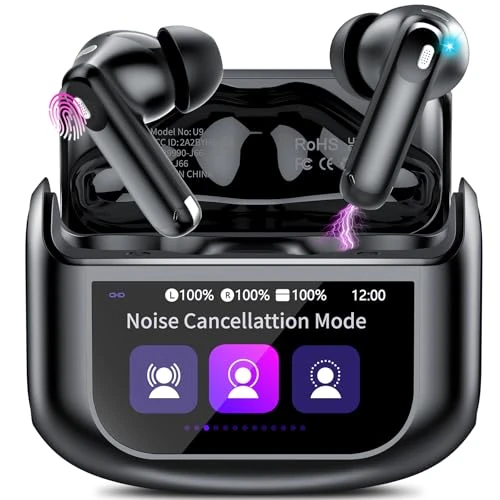 Offerta a tempo: 2026 Cuffie Bluetooth, 48 Ore Auricolari Bluetooth 5.4 Touch Screen, ANC/ENC Cancellazione Rumore Cuffie Senza Fili, 5 Equalizzatore, Stereo Hi-Fi Cuffie Wireless, IPX7 Impermeabile Cuffiette Nero - 77% da 129.99 € a 29.99 €