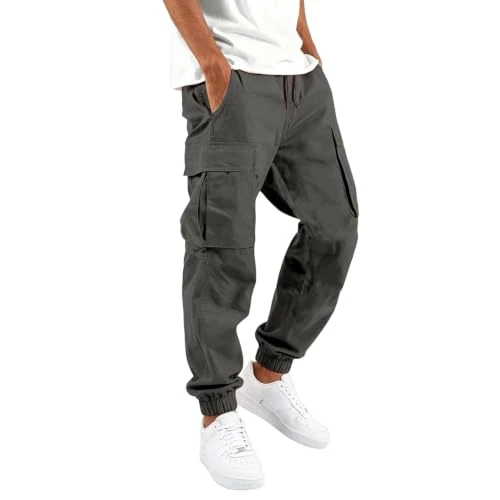 Offerta a tempo: Sobzia Pantaloni Cargo Uomo, Pantaloni da Lavoro Uomo Asciugatura Rapida Morbida Elasticità Leggeri Pants Traspiranti Resistente Multi Tasche Tattici Militari Pantalone Grigio L - 0.00% da 25.98 € a 25.98 €