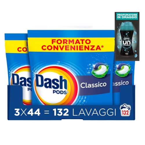 Offerta a tempo: Dash Pods Classico Detersivo Lavatrice in Capsule, 132 Lavaggi + Omaggio - 42% da 63.99 € a 36.99 €