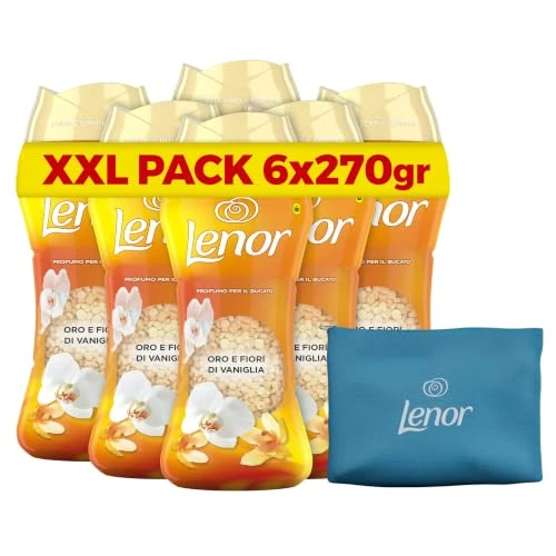 Offerta a tempo: Lenor Profumatore Bucato Lavatrice Oro e Fiori, 6x270gr + Omaggio - 39% da 53.99 € a 32.99 €