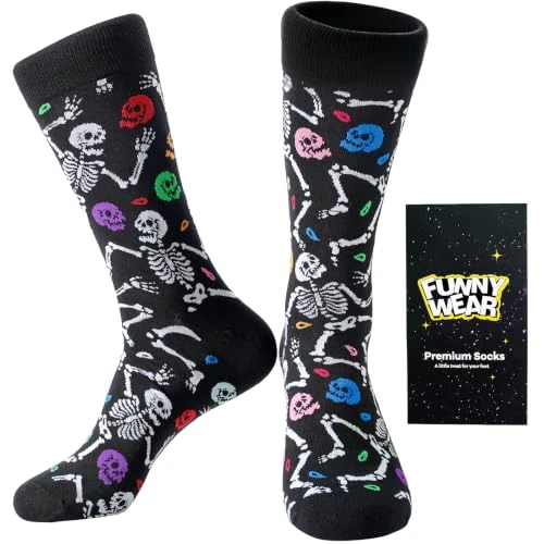 Offerta a tempo: BISOUSOX Calzini Halloween Uomo Calzini Scheletro e Teschio da Uomo - 0.00% da 7.99 € a 7.99 €