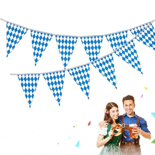 Oferta limitada: DUSPAK Decoraciones de Oktoberfest, Banderas Guirnaldas Oktoberfest, Banderas Guirnaldas con Azules y Blancos, Decoración Fiesta Cerveza Baviera de 2.99 € a 2.99 € (ahorro 0.00%)